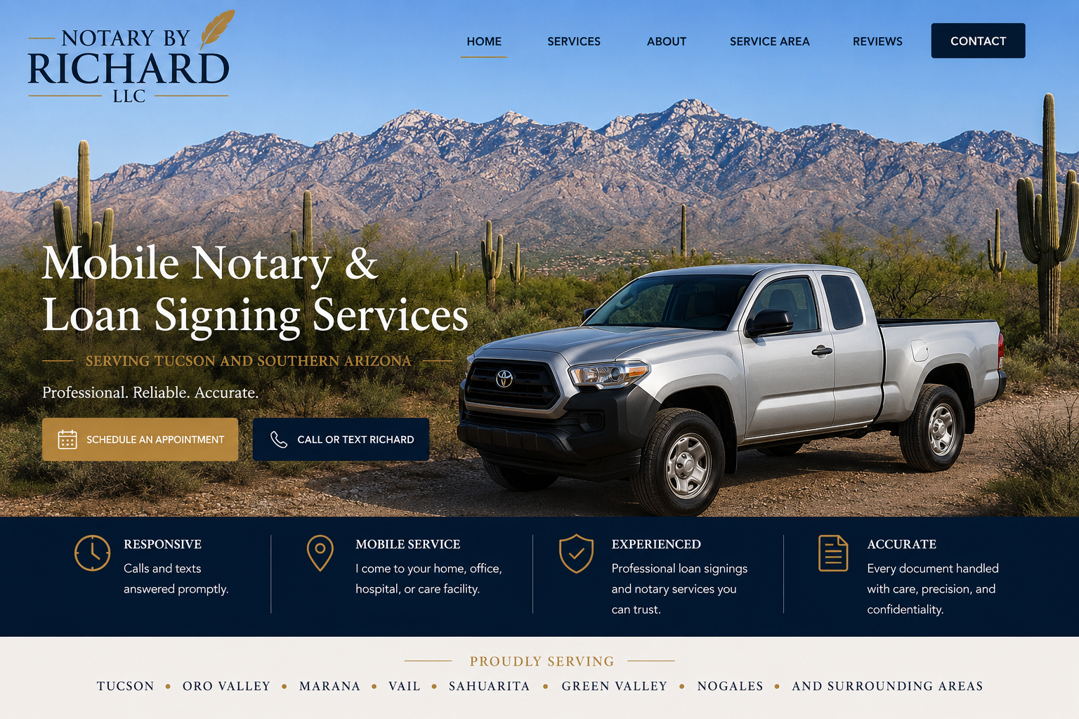 Notary by Richard, LLC mobile notary and loan signing services serving Tucson and Southern Arizona